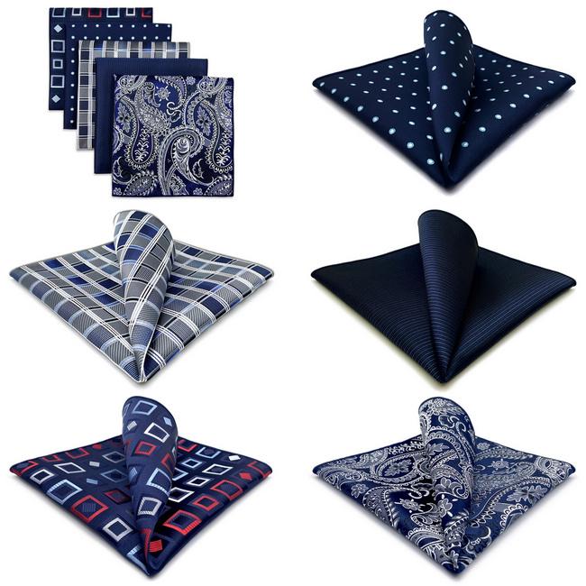 shlax & wing 5 Pieces Blue Mens Pocket Square Fashion Gift Classic Handkerchiefs Set 2-106 Rebajas