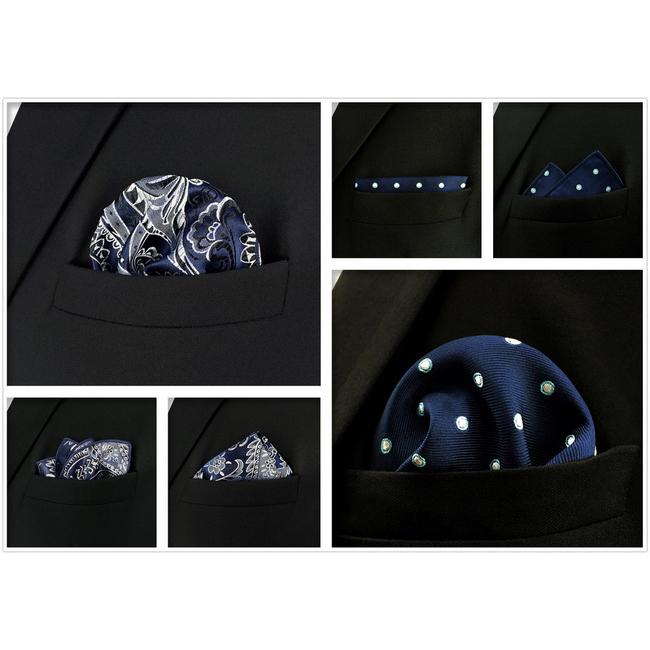 shlax & wing 5 Pieces Blue Mens Pocket Square Fashion Gift Classic Handkerchiefs Set 2-106 Rebajas