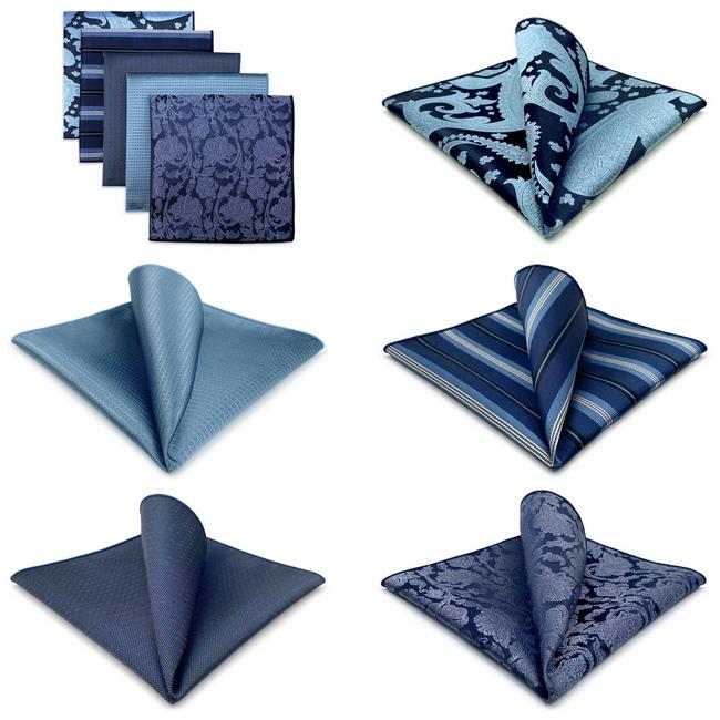shlax & wing 5 Pieces Blue Mens Pocket Square Fashion Gift Classic Handkerchiefs Set 2-99 Ofertas