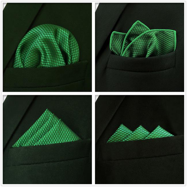 shlax & wing 5 Pieces Green Blue Mens Pocket Square Fashion Gift Classic Handkerchiefs Set 2-100 Venta caliente