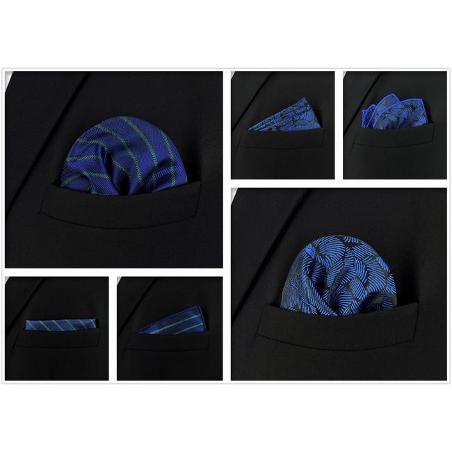 shlax & wing 5 Pieces Green Blue Mens Pocket Square Fashion Gift Classic Handkerchiefs Set 2-100 Venta caliente