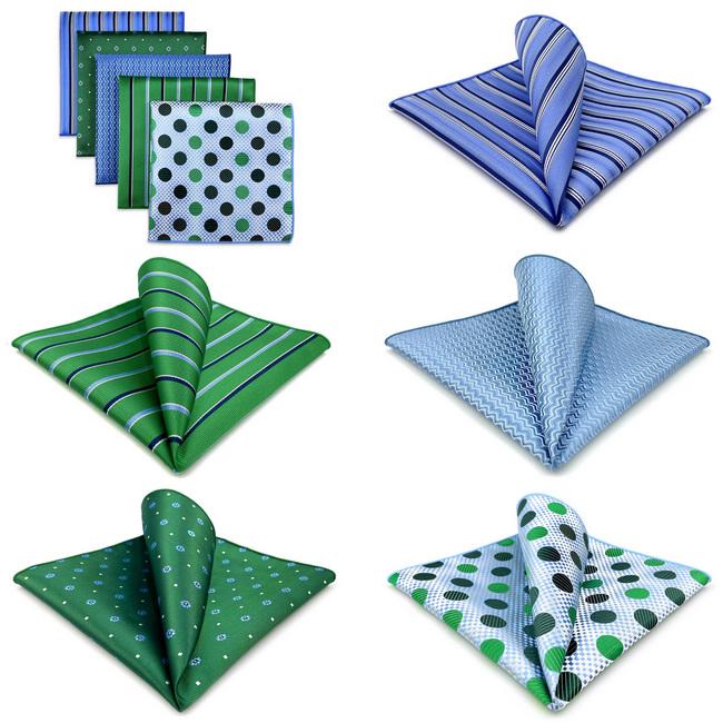 shlax & wing 5 Pieces Green Blue Mens Pocket Square Fashion Gift Classic Handkerchiefs Set 2-103 En oferta