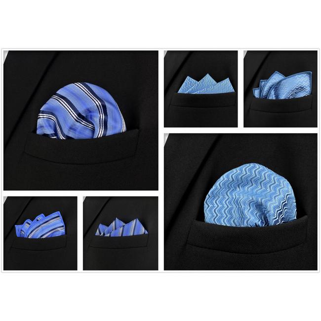 shlax & wing 5 Pieces Green Blue Mens Pocket Square Fashion Gift Classic Handkerchiefs Set 2-103 En oferta