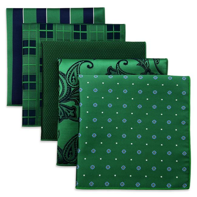 shlax & wing 5 Pieces Green Mens Pocket Square Set Brand New Gift Classic Acceossories 5-18 Gran oferta