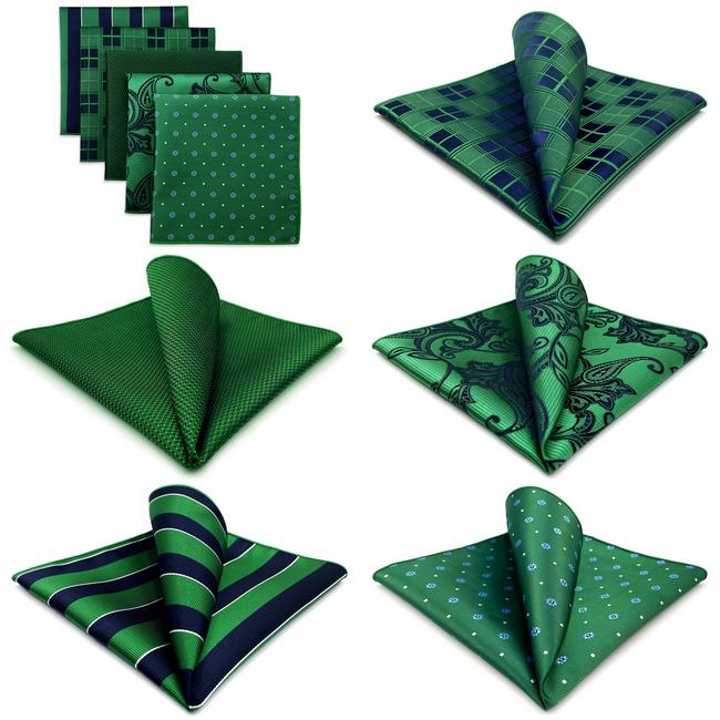 shlax & wing 5 Pieces Green Mens Pocket Square Set Brand New Gift Classic Acceossories 5-18 Gran oferta
