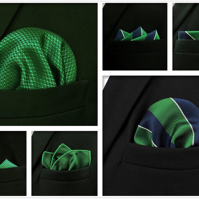 shlax & wing 5 Pieces Green Mens Pocket Square Set Brand New Gift Classic Acceossories 5-18 Gran oferta