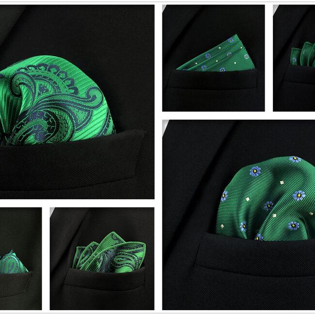 shlax & wing 5 Pieces Green Mens Pocket Square Set Brand New Gift Classic Acceossories 5-18 Gran oferta