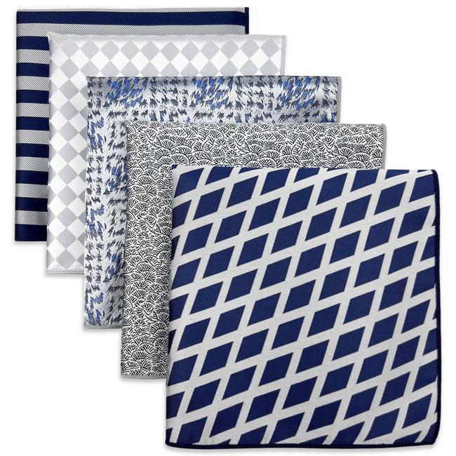 shlax & wing 5 Pieces Grey Mens Pocket Square Fashion Gift Classic Handkerchiefs Set 1-77 Rebajas baratas