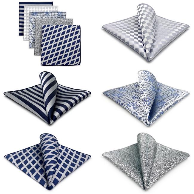 shlax & wing 5 Pieces Grey Mens Pocket Square Fashion Gift Classic Handkerchiefs Set 1-77 Rebajas baratas