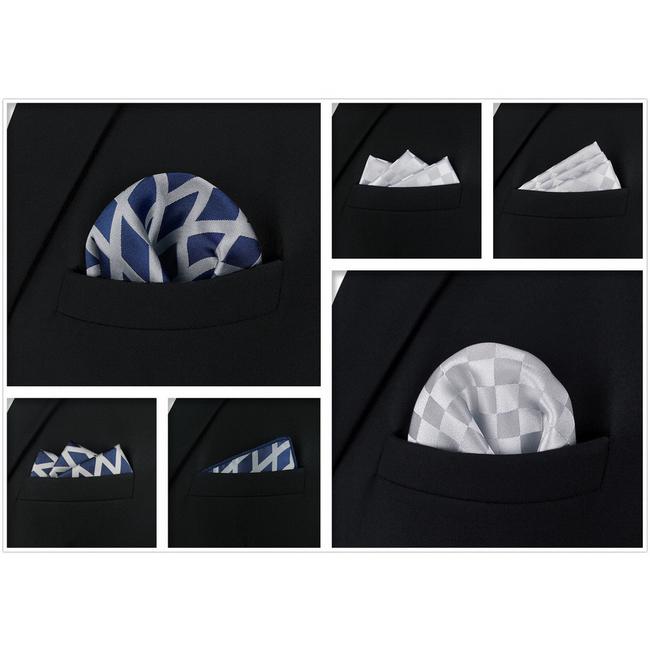 shlax & wing 5 Pieces Grey Mens Pocket Square Fashion Gift Classic Handkerchiefs Set 1-77 Rebajas baratas