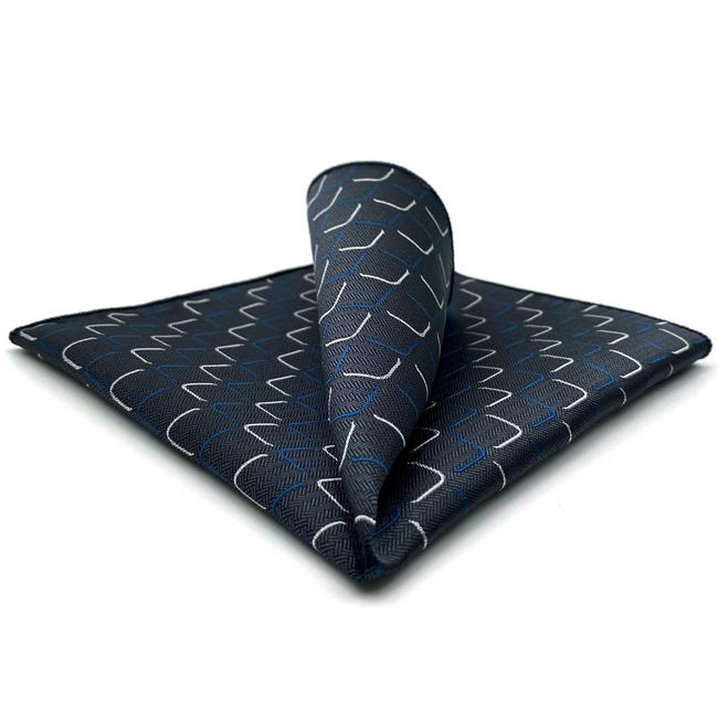 shlax & wing EH17 Dark Grey Geometric Silk Mens Pocket Square Dress Classic Hanky Groom Fashion