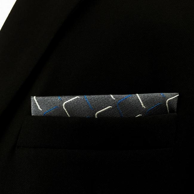 shlax & wing EH17 Dark Grey Geometric Silk Mens Pocket Square Dress Classic Hanky Groom Fashion Tienda
