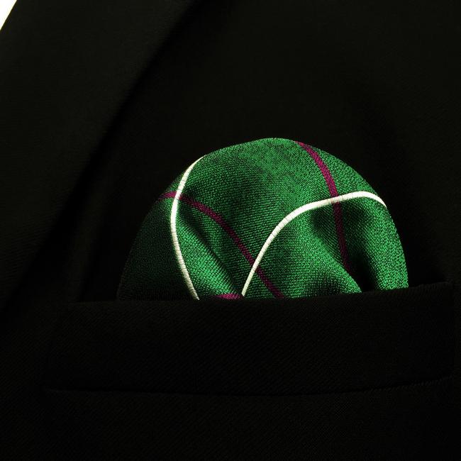 shlax & wing EH28 Green Checkes Silk Mens Pocket Square Groom Classic Handkerchief Fashion Dress Hanky Liquidación