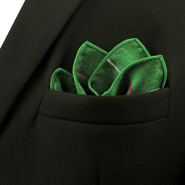 shlax & wing EH28 Green Checkes Silk Mens Pocket Square Groom Classic Handkerchief Fashion Dress Hanky Liquidación