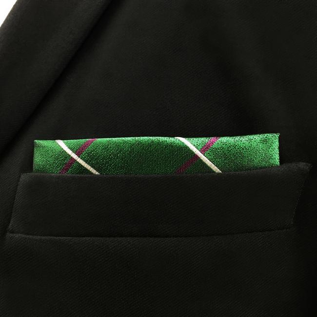 shlax & wing EH28 Green Checkes Silk Mens Pocket Square Groom Classic Handkerchief Fashion Dress Hanky Liquidación