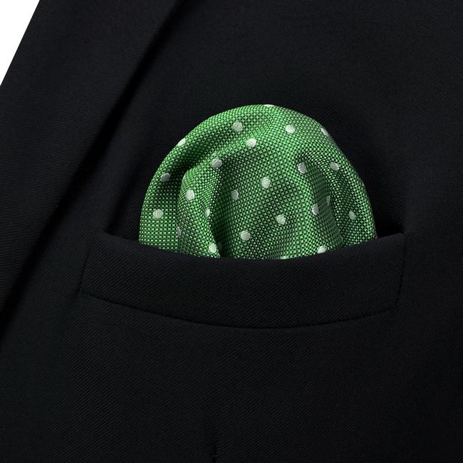 shlax & wing EH21 Green Polka Dots Silk Mens Pocket Square Classic Fashion Handkerchief Brand New Accessory Hanky Mejor oferta