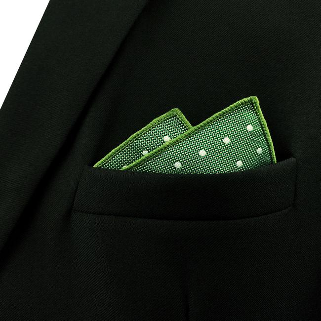 shlax & wing EH21 Green Polka Dots Silk Mens Pocket Square Classic Fashion Handkerchief Brand New Accessory Hanky Mejor oferta