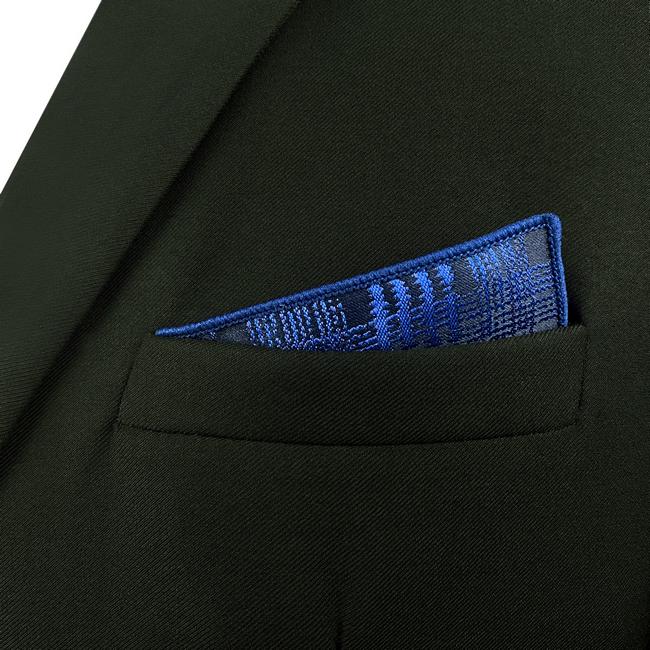 shlax & wing EH22 Dark Blue Checkes Silk Mens Pocket Square Classic Dress Handkerchief Groom Fashion Hanky Rebajas top