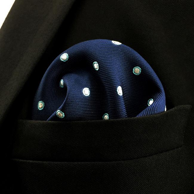 shlax & wing EH24 Navy Polka Dots Silk Mens Pocket Square Dress Classic Handkerchief Wedding Fashion Hanky Oferta especial