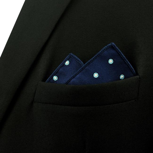 shlax & wing EH24 Navy Polka Dots Silk Mens Pocket Square Dress Classic Handkerchief Wedding Fashion Hanky Oferta especial