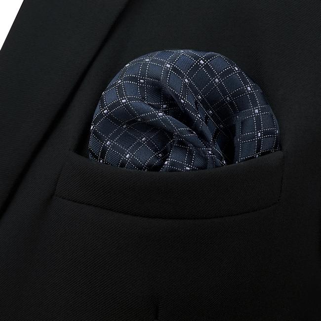 shlax & wing FH22 Navy Blue Checkes Silk Mens Pocket Square Wedding Fashion Handkerchief Novelty Dress Hanky Últimos 3 días