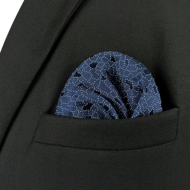 shlax & wing HH25 Navy Blue Geometric Silk Mens Pocket Square Wedding Fashion Handkerchief Novelty Dress Hanky ÚLTIMAS EDICIONES