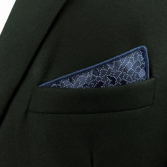 shlax & wing HH25 Navy Blue Geometric Silk Mens Pocket Square Wedding Fashion Handkerchief Novelty Dress Hanky ÚLTIMAS EDICIONES