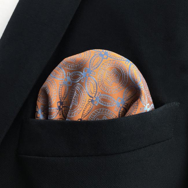 shlax & wing EH26 Orange Grey Abstract Silk Mens Pocket Square Wedding Fashion Handkerchief Dress Classic Hanky Últimos 2 días