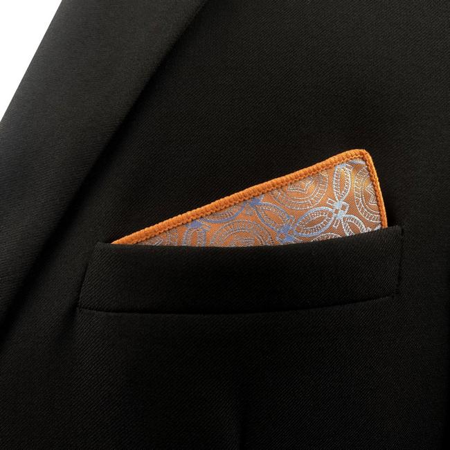 shlax & wing EH26 Orange Grey Abstract Silk Mens Pocket Square Wedding Fashion Handkerchief Dress Classic Hanky Últimos 2 días