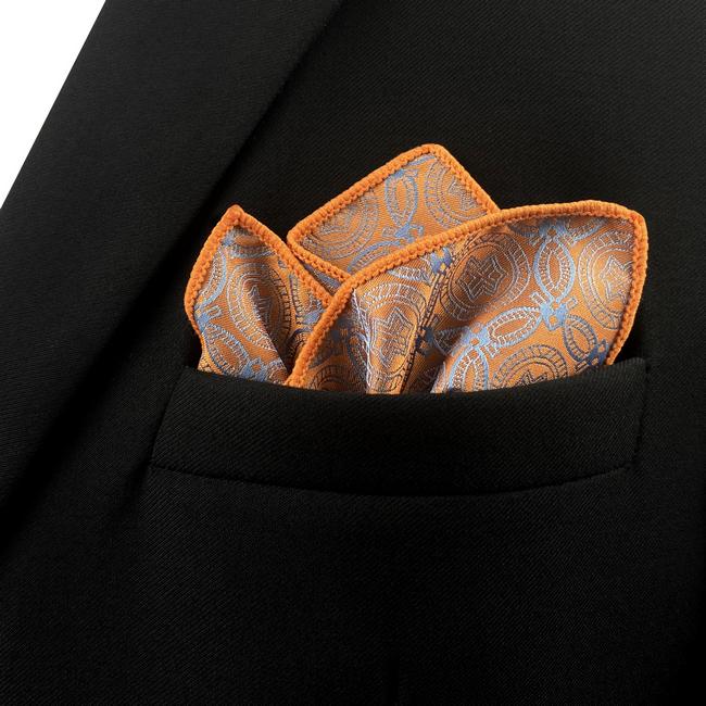shlax & wing EH26 Orange Grey Abstract Silk Mens Pocket Square Wedding Fashion Handkerchief Dress Classic Hanky Últimos 2 días