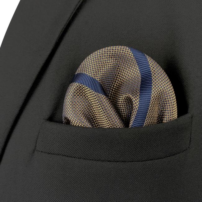 shlax & wing HH27 Brown Striped Silk Mens Pocket Square Wedding Dress Handkerchief Brand New Classic Hanky Precio de fábrica