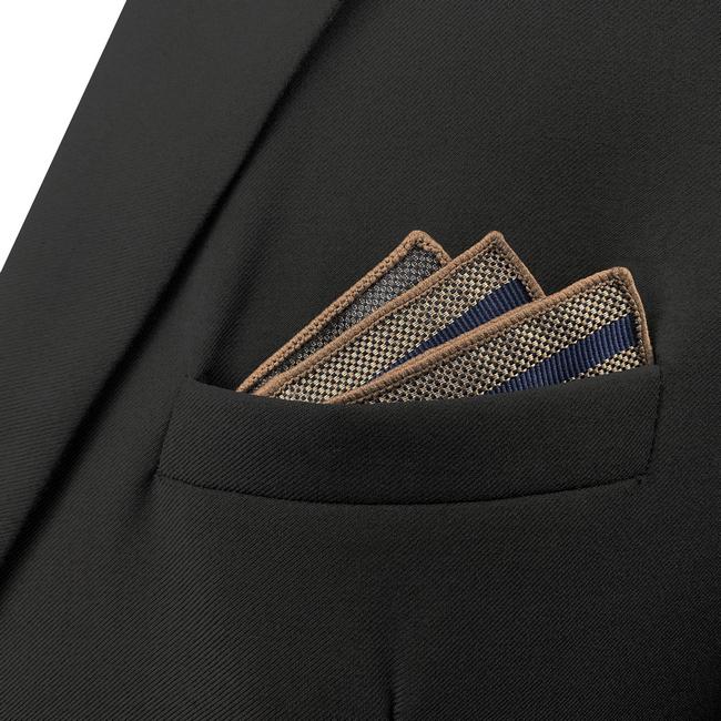 shlax & wing HH27 Brown Striped Silk Mens Pocket Square Wedding Dress Handkerchief Brand New Classic Hanky Precio de fábrica