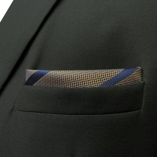 shlax & wing HH27 Brown Striped Silk Mens Pocket Square Wedding Dress Handkerchief Brand New Classic Hanky Precio de fábrica