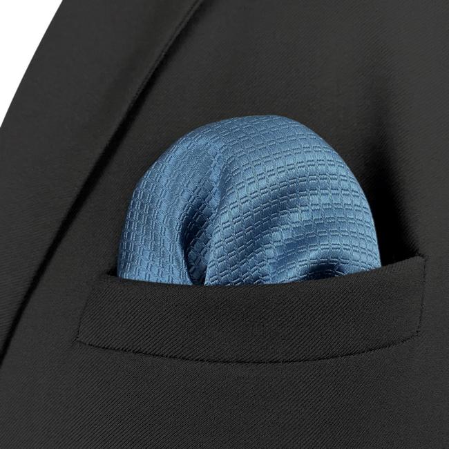 shlax & wing HH28 Blue Solid Silk Mens Pocket Square Dress Classic Handkerchief Fashion Groom Hanky Promoción por tiempo limitado