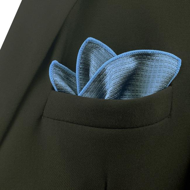 shlax & wing HH28 Blue Solid Silk Mens Pocket Square Dress Classic Handkerchief Fashion Groom Hanky Promoción por tiempo limitado