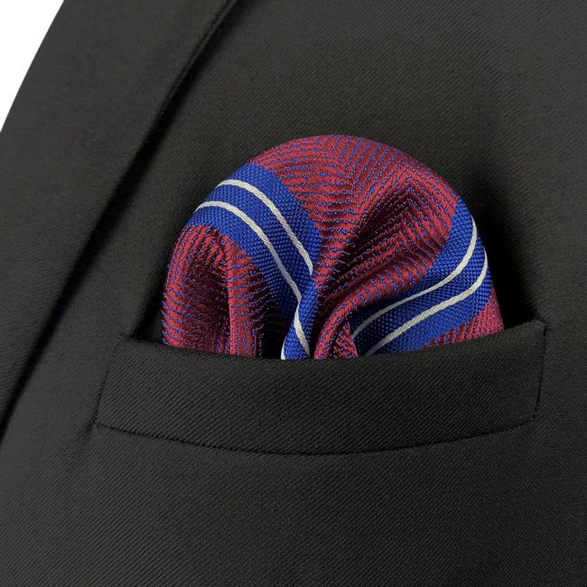 shlax & wing HH29 Multicolor Red Striped Silk Mens Pocket Square Fashion Wedding Handkerchief Dress Novelty Hanky Solo hoy