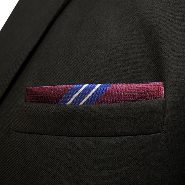 shlax & wing HH29 Multicolor Red Striped Silk Mens Pocket Square Fashion Wedding Handkerchief Dress Novelty Hanky Solo hoy