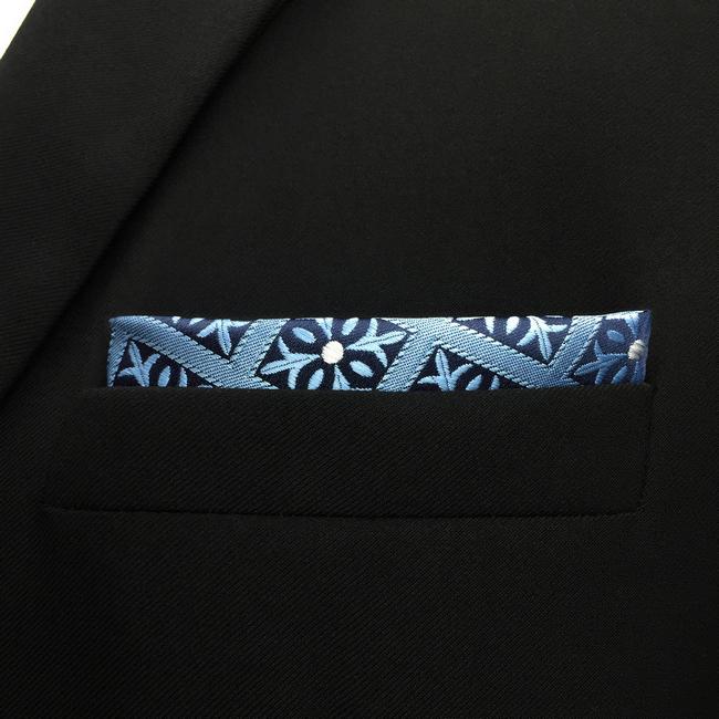 shlax & wing EH3 Blue Checkes Floral Silk Mens Pocket Square Fashion Classic Handkerchief Groom Dress Hanky Oferta especial de fábrica