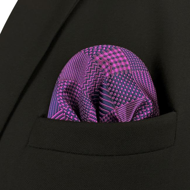 shlax & wing HH2 Purple Checkes Floral Silk Mens Pocket Square Fashion Classic Handkerchief Groom Dress Hanky Promoción trimestral