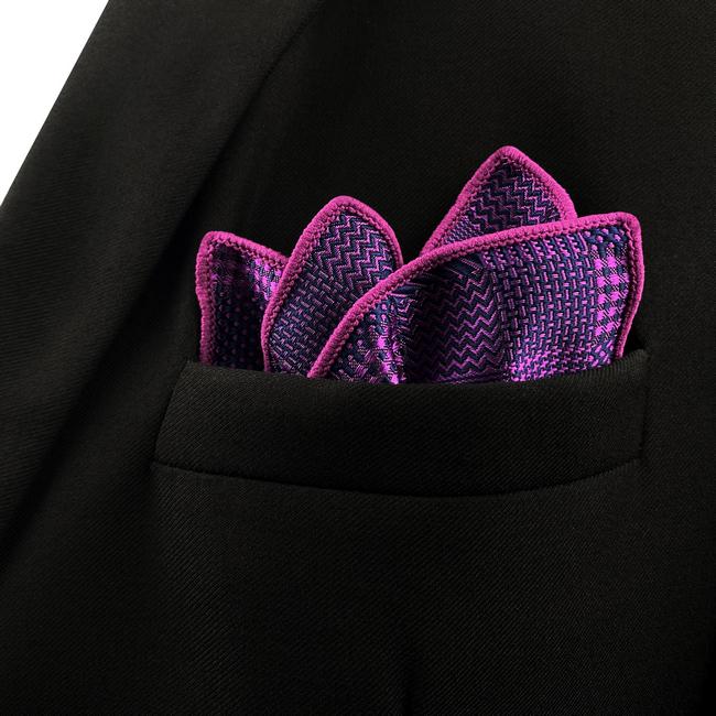 shlax & wing HH2 Purple Checkes Floral Silk Mens Pocket Square Fashion Classic Handkerchief Groom Dress Hanky Promoción trimestral
