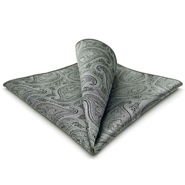 shlax & wing HH30 Grey Paisley Silk Mens Pocket Square Brand New Fashion Handkerchief Classic Accessory Hanky Superdescuento