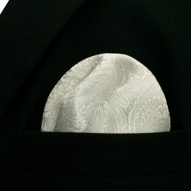 shlax & wing EH31 White Paisley Silk Mens Pocket Square Fashion Novelty Handkerchief Dress Classic Hanky Grandes descuentos