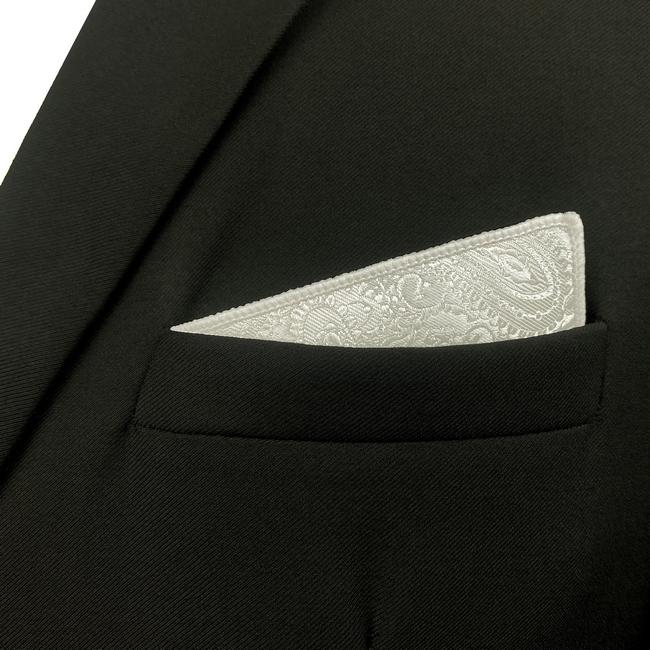 shlax & wing EH31 White Paisley Silk Mens Pocket Square Fashion Novelty Handkerchief Dress Classic Hanky Grandes descuentos