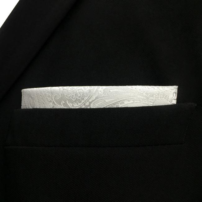 shlax & wing EH31 White Paisley Silk Mens Pocket Square Fashion Novelty Handkerchief Dress Classic Hanky Grandes descuentos