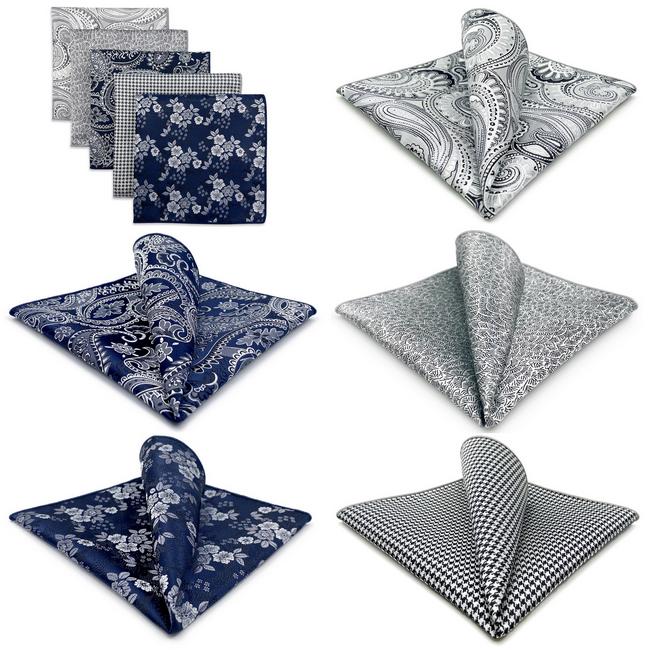 shlax & wing 5 Pieces Mens Pocket Square Brand New Gift Classic Acceossories Handkerchiefs Set 5-3 Última moda