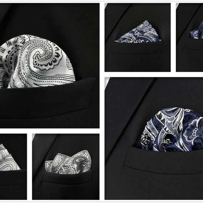 shlax & wing 5 Pieces Mens Pocket Square Brand New Gift Classic Acceossories Handkerchiefs Set 5-3 Última moda