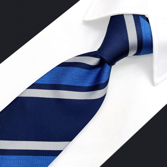 shlax & wing A99 Blue Striped Mens Neckties Pocket Square Set Fashion Classic Extra Long Size Dress Precio ultrabajo