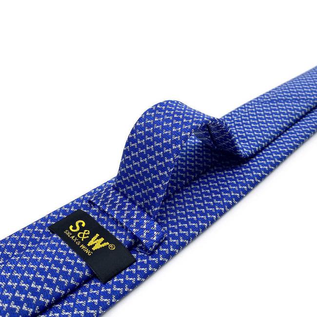 shlax & wing B35 Blue Houndstooth Mens Neckties Classic Pocket Square Set Extra Long Size Business Acceossories Outlet