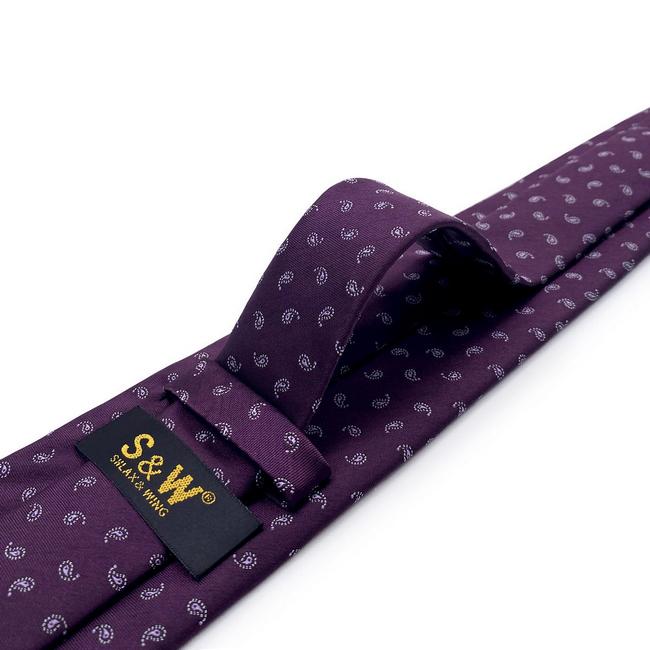 shlax & wing B36 Purple Plum Paisley Mens Neckties Pocket Square Set Classic Fashion Business Extra Long Size Groom Outlet online