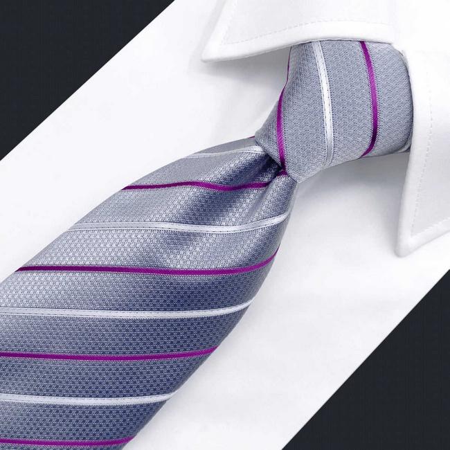 shlax & wing B37 Light Gray Striped Mens Neckties Pocket Square Set Classic Dress Party Fashion Extra Long Size Wedding Rebajas